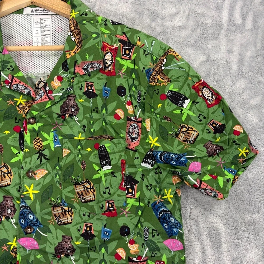 Disney Parks Hawaiian Shirt Large Trader Sams Grog Grotto Enchanted Tiki Camp